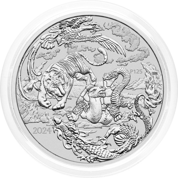 Avstralija: srebrnik Chinese Myths and Legends – Four Guardians 1 AUD BU 2024 1 oz .9999 srebro, Perth Mint (AU0989003041) numizmatika kovanci