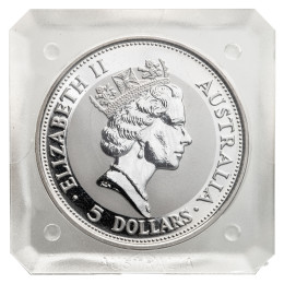 Avstralija: srebrnik Kookaburra BU 5 AUD 1991 1 oz .999 srebro, Perth Mint