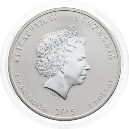 Avstralija: srebrnik Lunar II – Year of the Goat (Koza) 1 AUD BU 2015 1 oz .999 srebro, Perth Mint