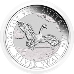 Avstralija: srebrnik Swan (Labod) BU 1 AUD 2026 1 oz .9999 srebro, Perth Mint