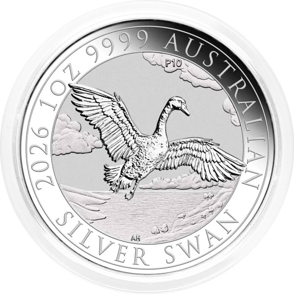 Avstralija: srebrnik Swan (Labod) BU 1 AUD 2026 1 oz .9999 srebro, Perth Mint (AU0987X003745) numizmatika kovanci