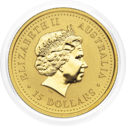 Avstralija: zlati kovanec Lunar I Year of the Dog 2006 – 15 Dollars, 1/10 oz .9999 zlato, The Perth Mint