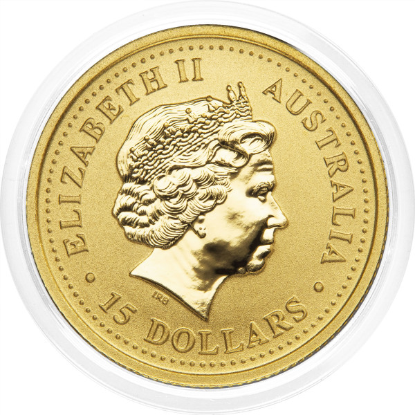 Avstralija: zlati kovanec Lunar I Year of the Monkey 2004 – 15 Dollars, 1/10 oz .9999 zlato, The Perth Mint (AU1009X003769) numizmatika kovanci