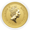 Avstralija: zlati kovanec Lunar I Year of the Tiger 1998 – 15 Dollars, 1/10 oz .9999 zlato, The Perth Mint (AU1015X003770) numizmatika kovanci