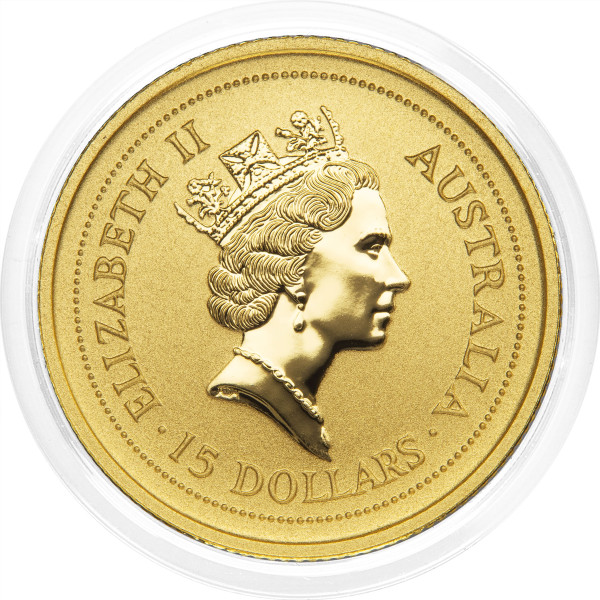 Avstralija: zlati kovanec Lunar I Year of the Tiger 1998 – 15 Dollars, 1/10 oz .9999 zlato, The Perth Mint (AU1015X003770) numizmatika kovanci