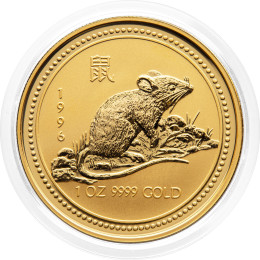 Avstralija: zlatnik Lunar I – Mouse (Miš) BU 100 AUD 1996 1 oz .9999 zlato, Perth Mint