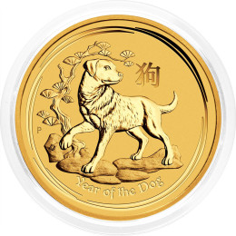 Avstralija: zlatnik Lunar II Dog (Pes) 15 AUD BU 2018 1/10 oz .9999 zlato, Perth Mint