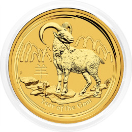 Avstralija: zlatnik Lunar II Goat (Koza) 15 AUD BU 2015 1/10 oz .9999 zlato, Perth Mint