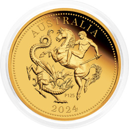 Avstralija: zlatnik Sovereign 25 AUD PP (polirana plošča) 2024 7,98 g .9167 zlato, Perth Mint - 125. obletnica Perth Mint