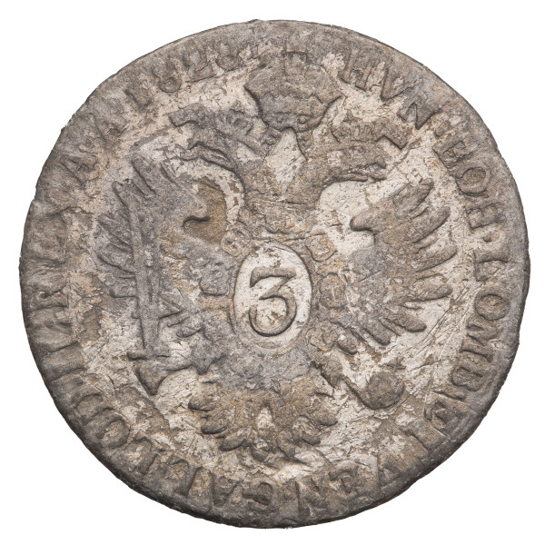 Avstrija - cesarstvo: 3 krajcarje 1828 B - 1,38 g 0.346 Ag | Franc I. (AT1185X003063) numizmatika kovanci