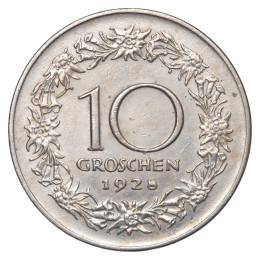 Avstrija (Prva republika): kovanec 10 grošev 1928 – planika