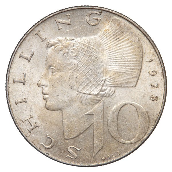 Avstrija (Republika): 10 šilingov 1973, srebro 640/1000, 7,90 g (AT1040X003594) numizmatika kovanci