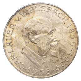 Avstrija (Republika): 25 šilingov 1958 – Carl Auer von Welsbach, srebro 800/1000, 13,02 g