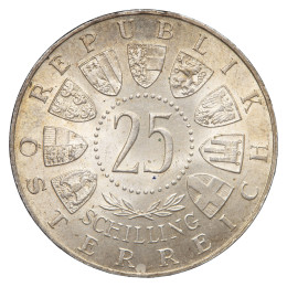 Avstrija (Republika): 25 šilingov 1958 – Carl Auer von Welsbach, srebro 800/1000, 13,02 g