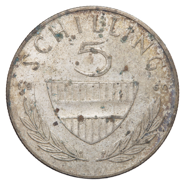 Avstrija (Republika): 5 šilingov 1960, srebro 640/1000, 5,20 g (AT1053X003592) numizmatika kovanci