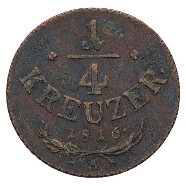 Avstrijsko cesarstvo: 1/4 Kreuzer 1816 A | Franz I (AT1197X003296) numizmatika kovanci