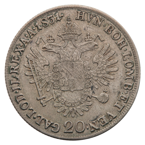 Avstrijsko cesarstvo: 20 Kreuzer 1831 A | Franz I (AT1182X003219) numizmatika kovanci