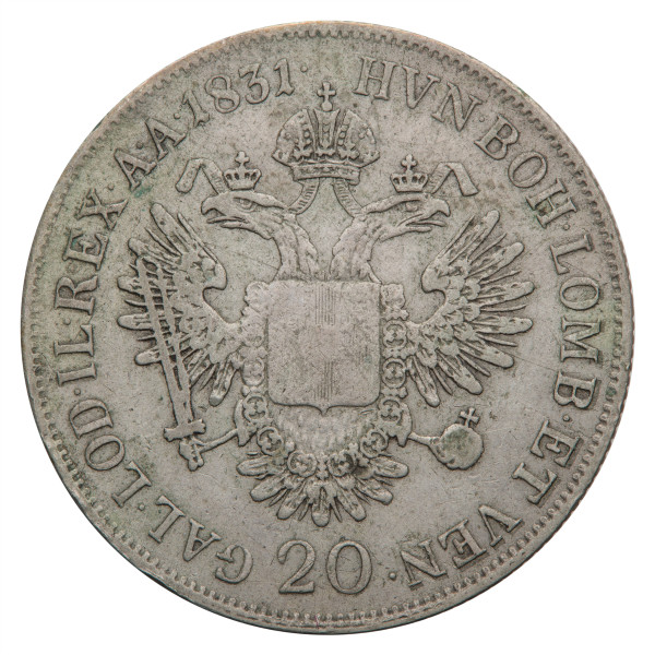 Avstrijsko cesarstvo: 20 Kreuzer 1831 V | Franz I (AT1182X003220) numizmatika kovanci