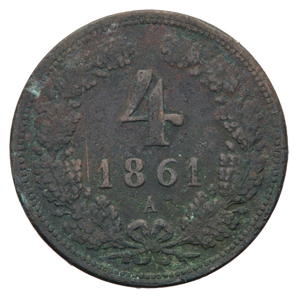 Avstrijsko cesarstvo: 4 Kreuzer 1861 A | Franz Joseph I (AT1152X003309) numizmatika kovanci