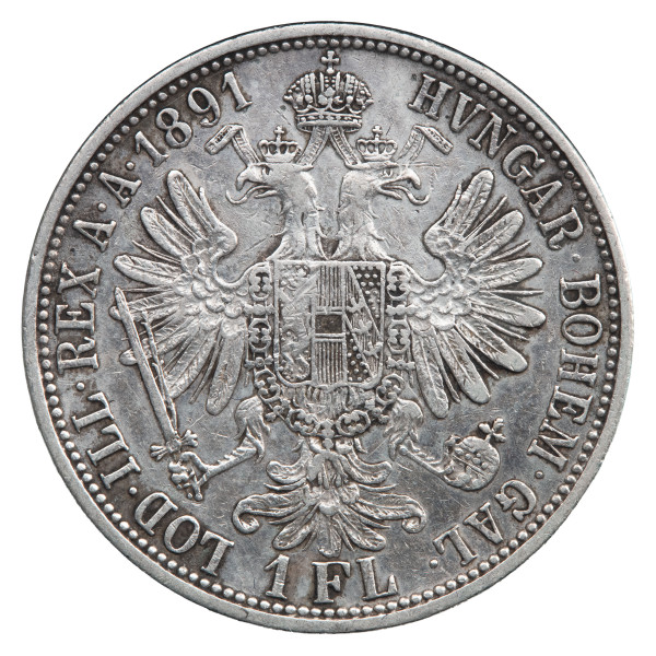 Avstrijsko cesarstvo: srebrnik 1 florin 1891 Franc Jožef I. .900 srebro (AT1120X003414) numizmatika kovanci