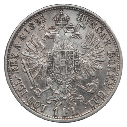 Avstrijsko cesarstvo: srebrnik 1 florin 1892 Franc Jožef I. .900 srebro