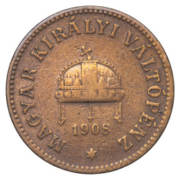 Avstro-Ogrska: kovanec 2 filerja 1908 KB