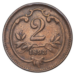 Avstro-Ogrska: kovanec 2 Heller 1893