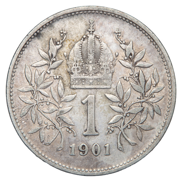 Avstro-Ogrska: srebrni kovanec 1 krona 1901 – Franc Jožef I., avstrijski tip, srebro .835, 4,95 g (AT1112X003685) numizmatika kovanci