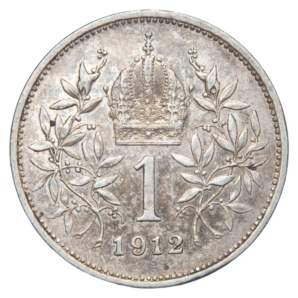 Avstro-Ogrska: srebrni kovanec 1 krona 1912 – Franc Jožef I., avstrijski tip, srebro .835, 4,98 g (AT1101X003684) numizmatika kovanci