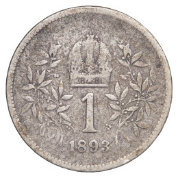 Avstro-Ogrska: srebrnik 1 krona 1893 Franc Jožef I., avstrijski tip, 835/1000 srebro, 4,84 g