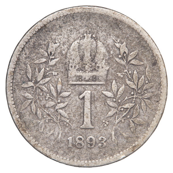 Avstro-Ogrska: srebrnik 1 krona 1893 Franc Jožef I., avstrijski tip, 835/1000 srebro, 4,84 g (AT1120X003564) numizmatika kovanci