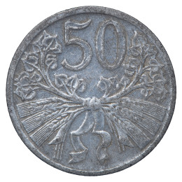 Bohemia in Moravia: kovanec 50 Haléřů 1940