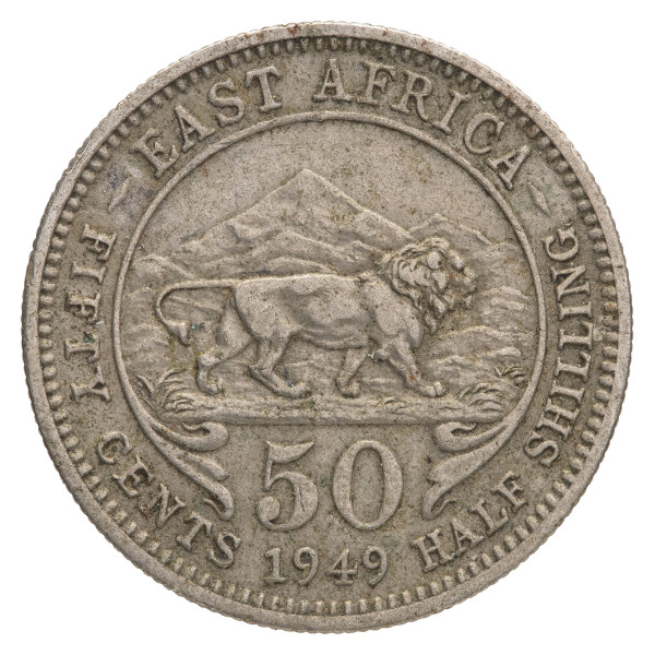 Britanska Zahodna Afrika: kovanec 50 centov 1949 George VI. (001064X003511) numizmatika kovanci