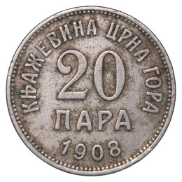 Črna gora (Kneževina): kovanec 20 para 1908