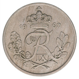 Danska: 25 Øre 1960 | Frederik IX