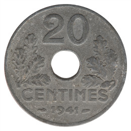 Francija - Država: 20 Centimes 1941