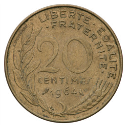 Francija - Peta republika: 20 Centimes 1964
