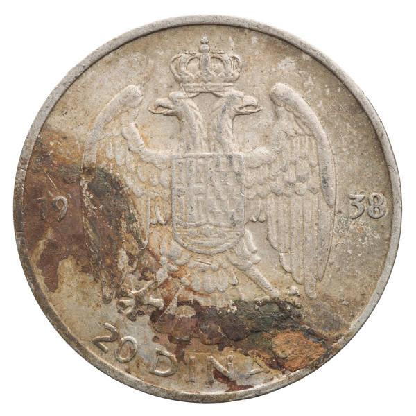 Jugoslavija - Kraljevina: 20 Dinara 1938 - 8,97 g 0.750 Ag | Peter II (YU1075X003057) numizmatika kovanci