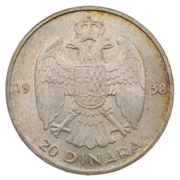 Jugoslavija - Kraljevina: 20 Dinara 1938 | Peter II