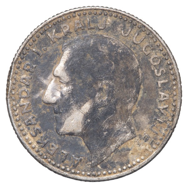 Jugoslavija (Kraljevina): kovanec 1 Dinar 1931 – kralj Aleksander I., srebro 500/1000, 6,82 g (RS1082X003619) numizmatika kovanci