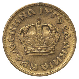 Jugoslavija (Kraljevina): kovanec 1 Dinar 1938 – kralj Peter II