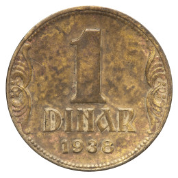 Jugoslavija (Kraljevina): kovanec 1 dinar 1938 – Peter II.