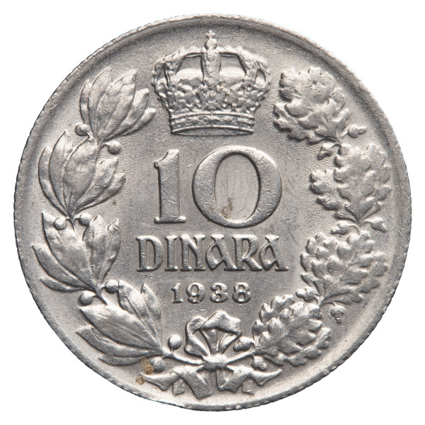 Jugoslavija (kraljevina): kovanec 10 dinarjev 1938 – Peter II. (YU1075X003626) numizmatika kovanci
