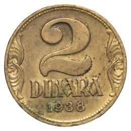 Jugoslavija (kraljevina): kovanec 2 dinara 1938 – Peter II.