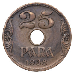 Jugoslavija (kraljevina): kovanec 25 para 1938 – Peter II.