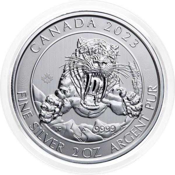 Kanada: srebrnik Sabre-Toothed Tiger BU 10 Dollars 2023 2 oz .9999 srebro, Royal Canadian Mint (CA0990X003753) numizmatika kovanci