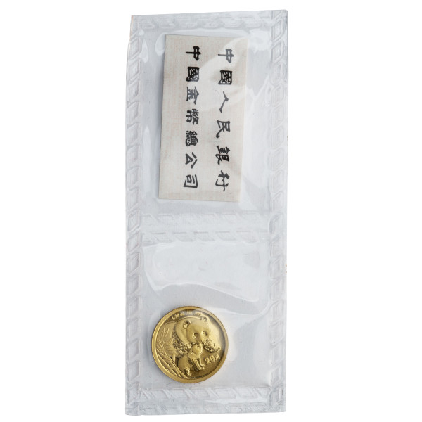 Kitajska (Ljudska republika): zlatnik Panda 20 Yuan BU 2004 1/20 oz .999 zlato, Shanghai Mint (CN1009X003115) numizmatika kovanci