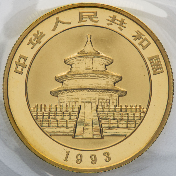 Kitajska (Ljudska republika): zlatnik Panda 50 Yuan BU 1993 1/2 oz .999 zlato, China Gold Coin Incorporation (CN1020X003272) numizmatika kovanci