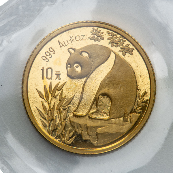 Kitajska (Ljudska republika): zlatnik Panda BU 10 Yuan 1993 1/10 oz .999 zlato, China Gold Coin Incorporation (CN1020X003409) numizmatika kovanci