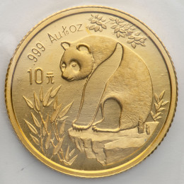 Kitajska (Ljudska republika): zlatnik Panda BU 10 Yuan 1993 1/10 oz .999 zlato, China Gold Coin Incorporation, mala letnica